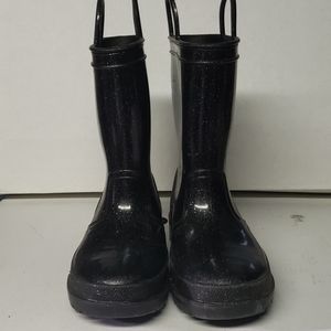 Toddler girls size 9 black glitter rain boots